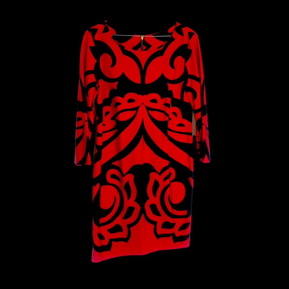 Long sleeve red and black dress